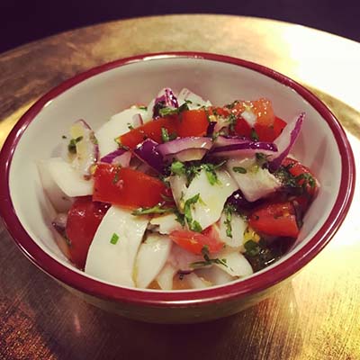 Ceviche de polpa de coco verde